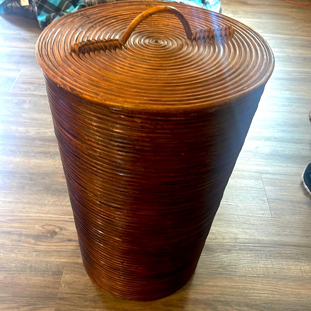 Mid Century  Pencil Reed Basket/Hamper